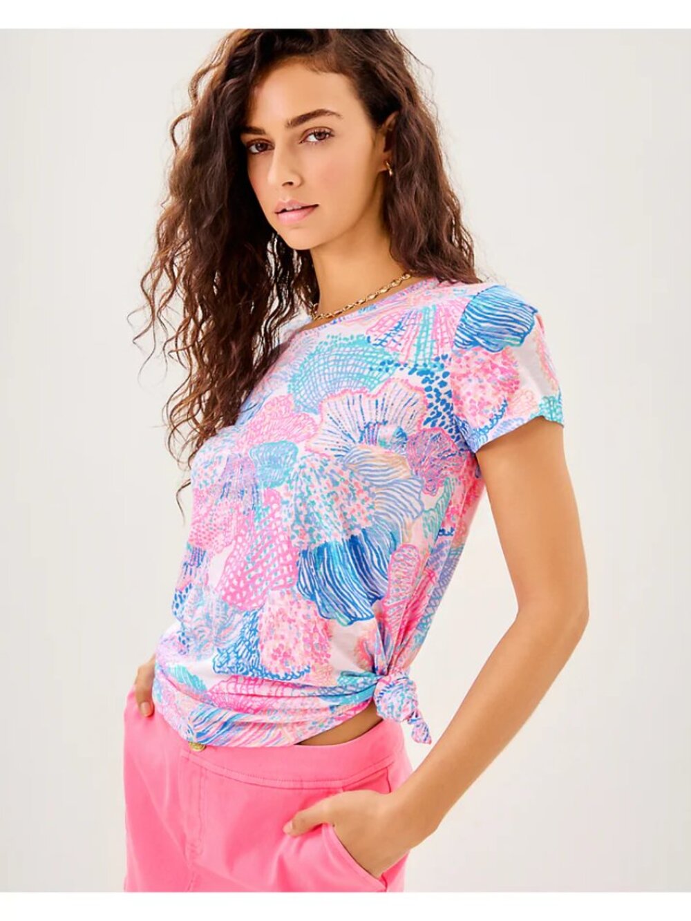 Lilly Pulitzer Women's Etta Scoop Neck Shirt, Multi Roar of The Seas